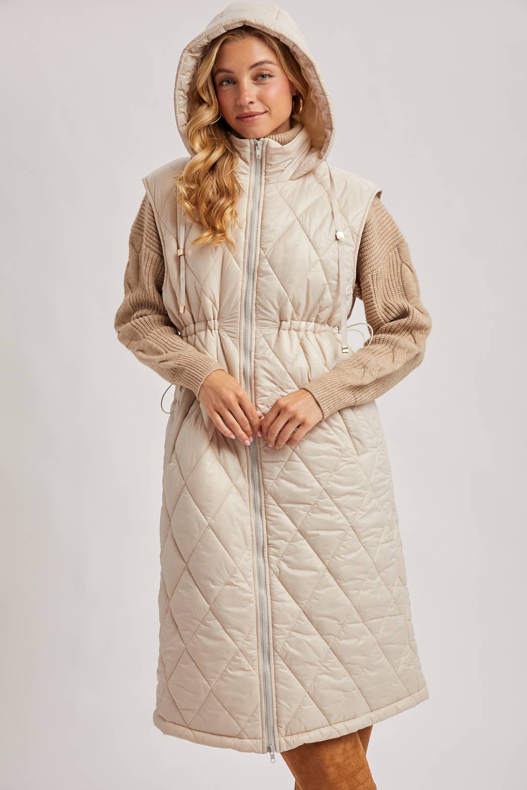 Diamond Quilted Long Vest