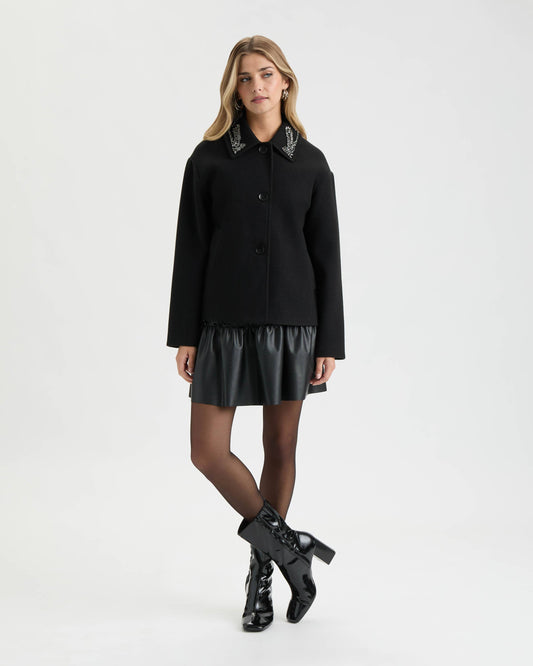 Embellished Collar Statement Coat