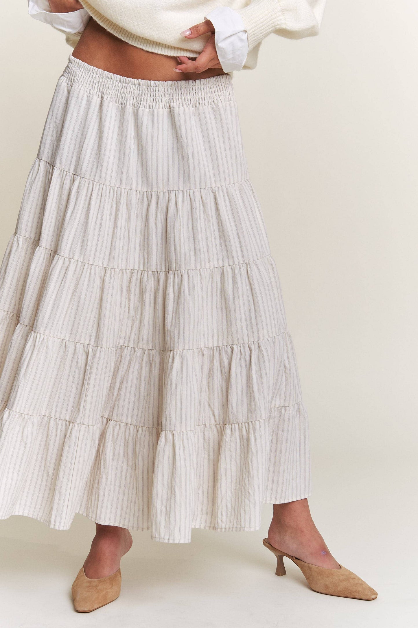 Whitney Striped Midi Skirt