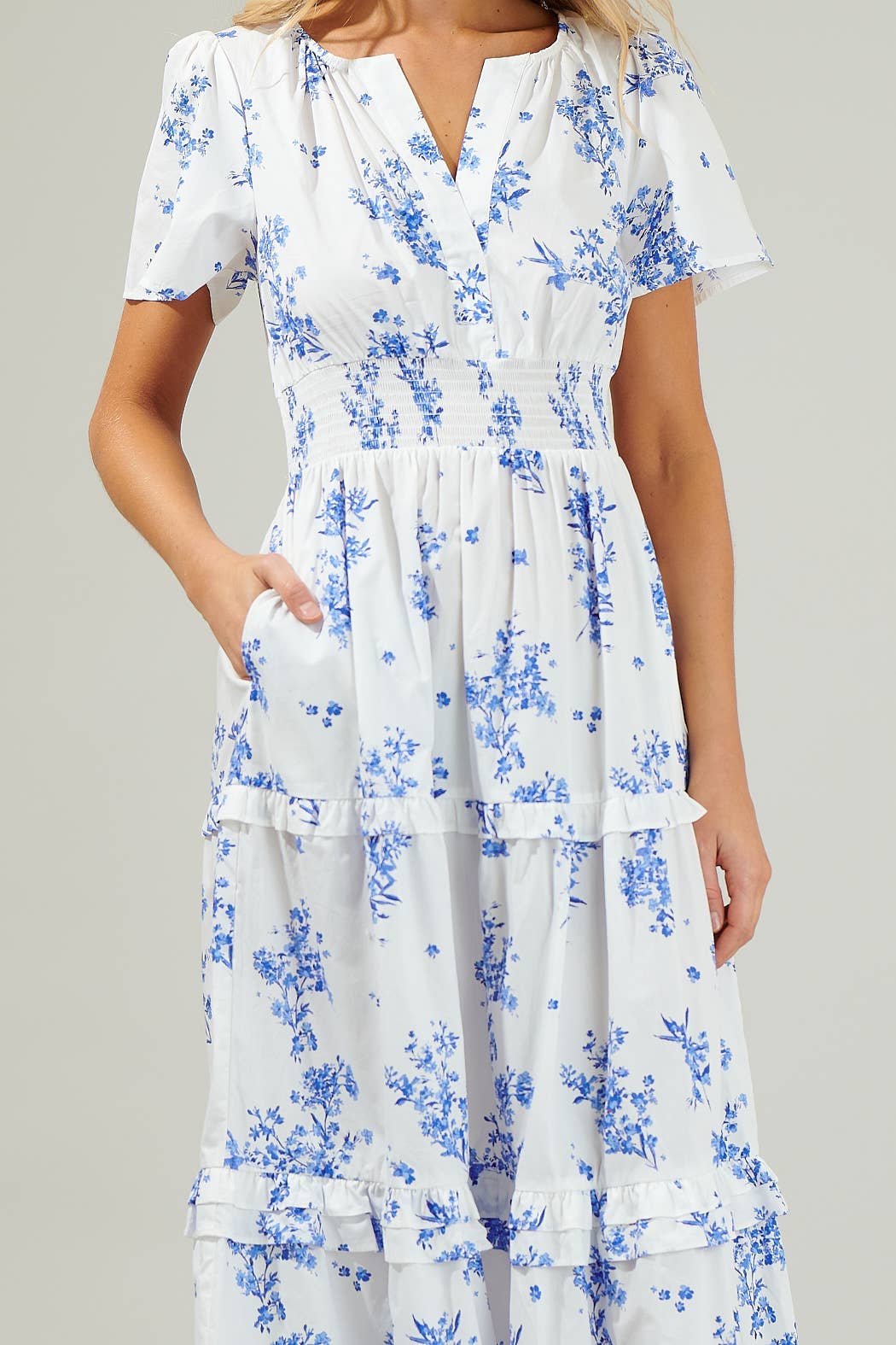 Olivia Floral Poplin Tiered Maxi Dress
