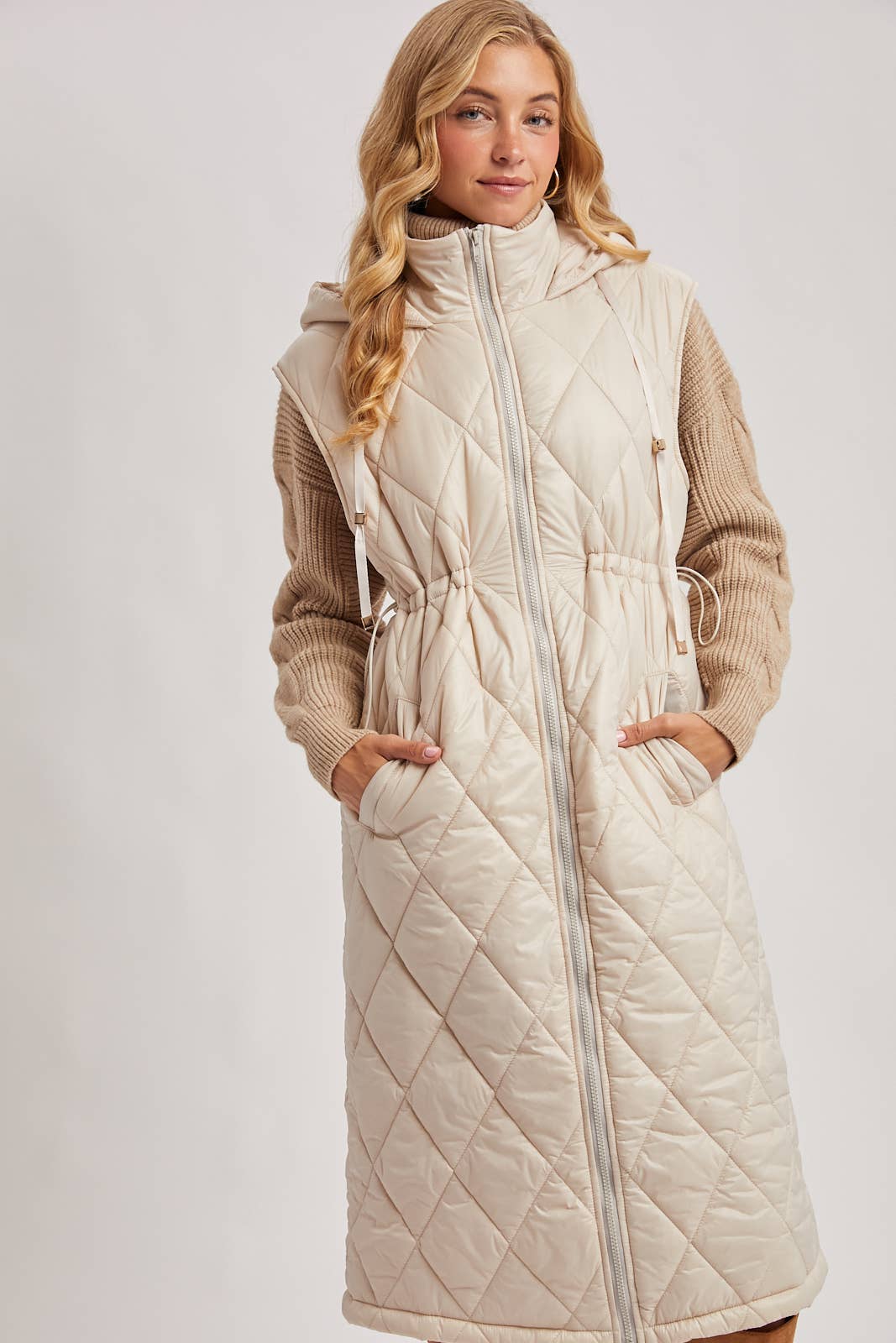 Diamond Quilted Long Vest