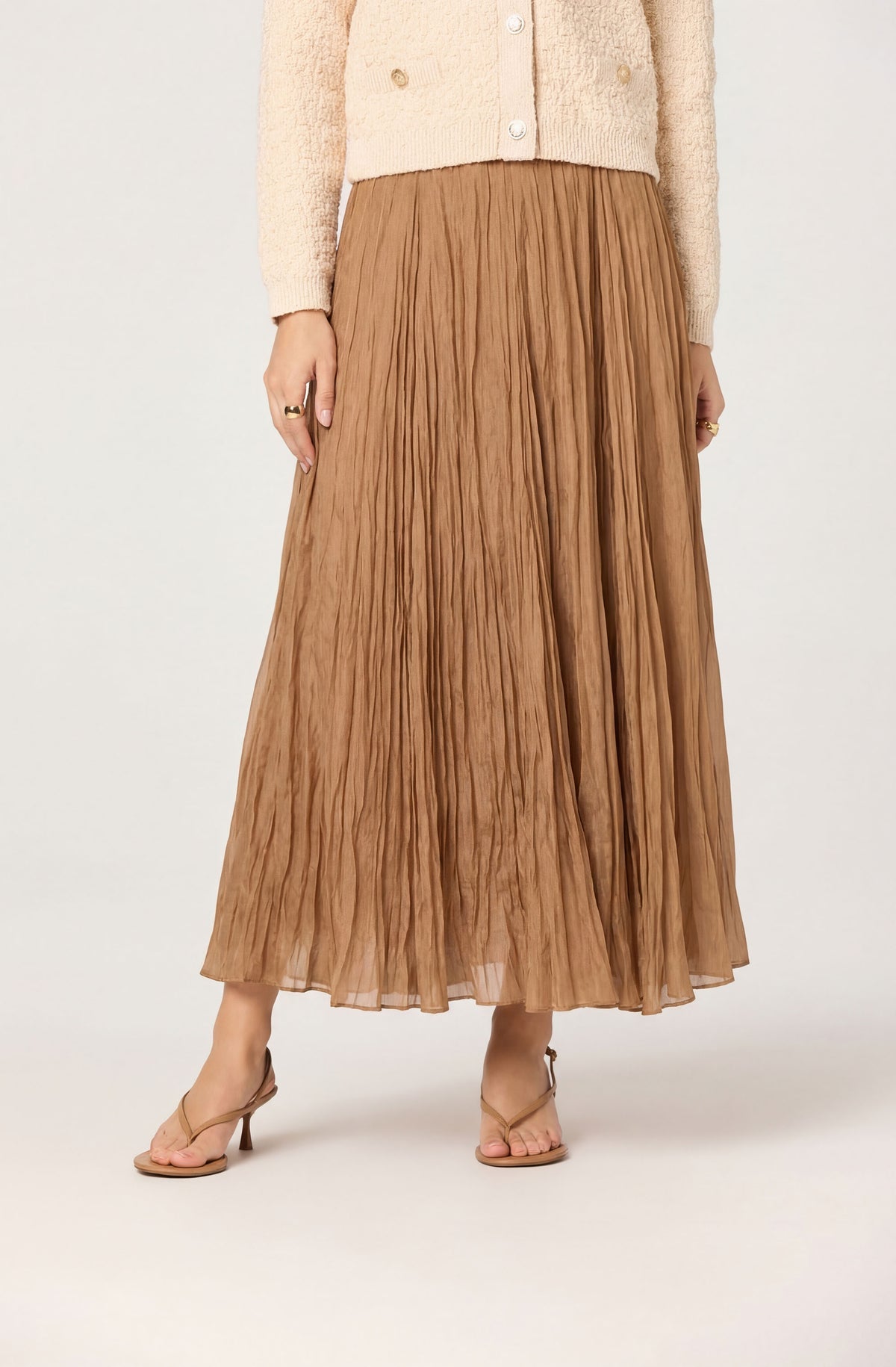 Fiori Flared Pleated Maxi Skirt