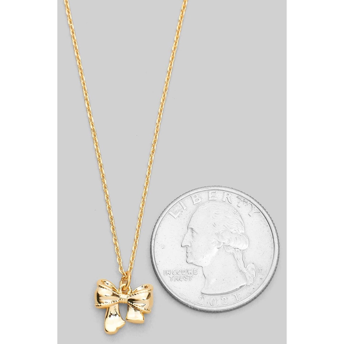Dainty Gold Bow Pendant Necklace