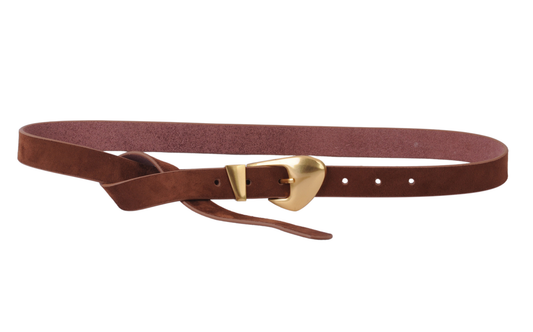 Skinny Suede Belt with Chubby Buckle