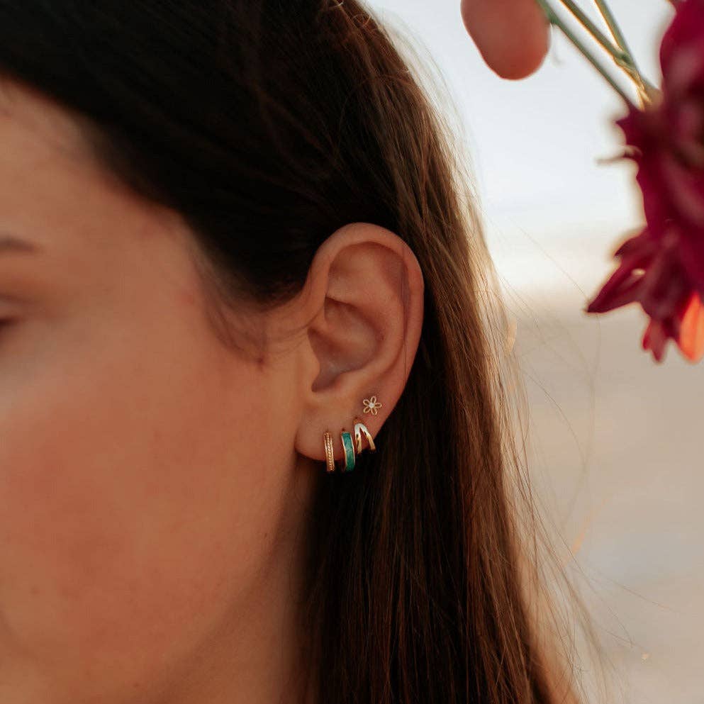 AZ Turquoise Hoops - alternate product view at Vogue Villa