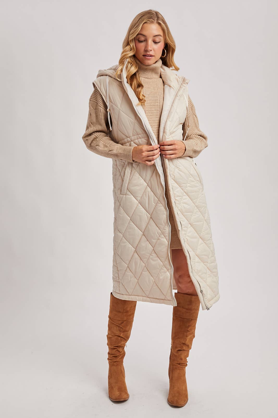 Diamond Quilted Long Vest