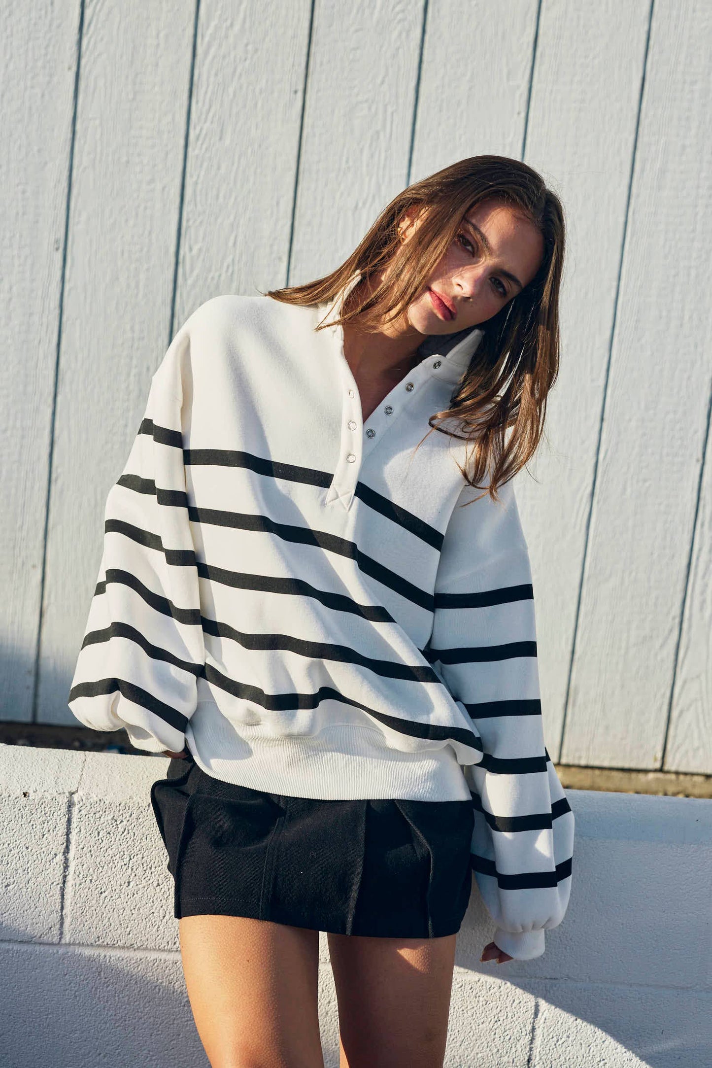 Addison Stripe Pullover - alternate product view at Vogue Villa