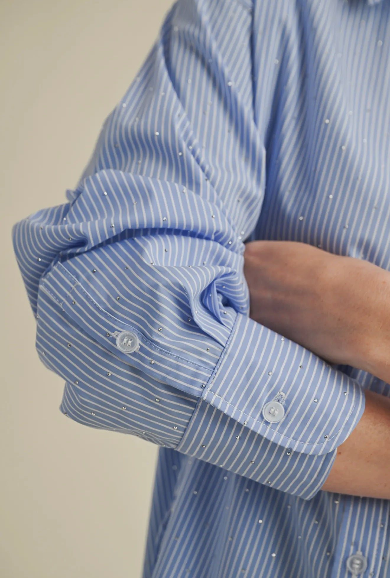 Harper Striped Crystal Button-Up - alternate product view at Vogue Villa