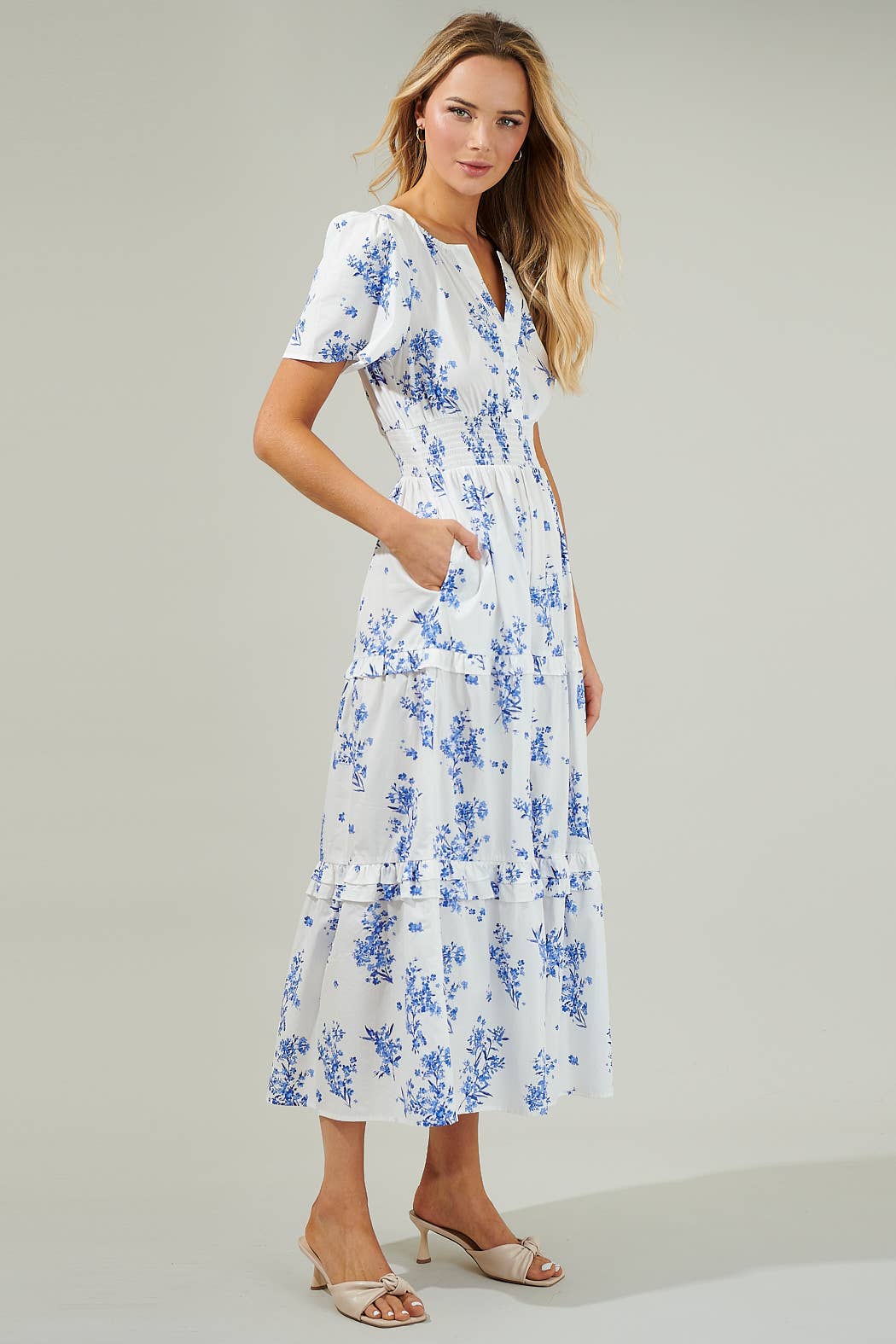 Olivia Floral Poplin Tiered Maxi Dress