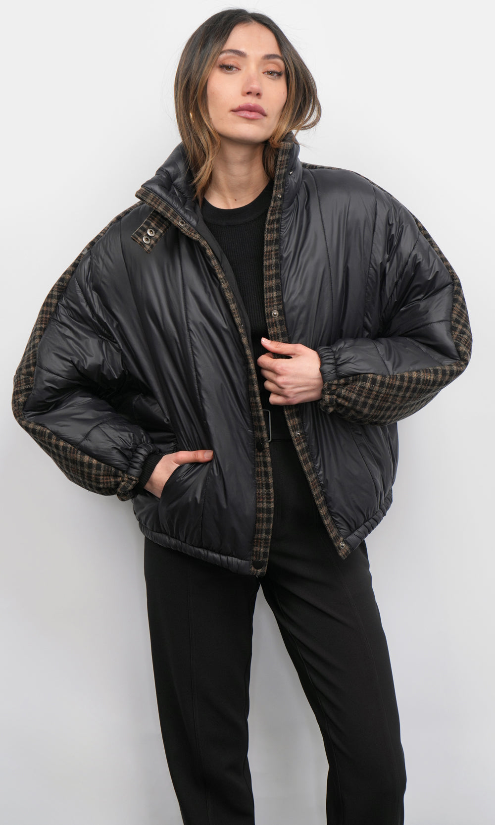 Beryl Mixed Media Quilted Puffer