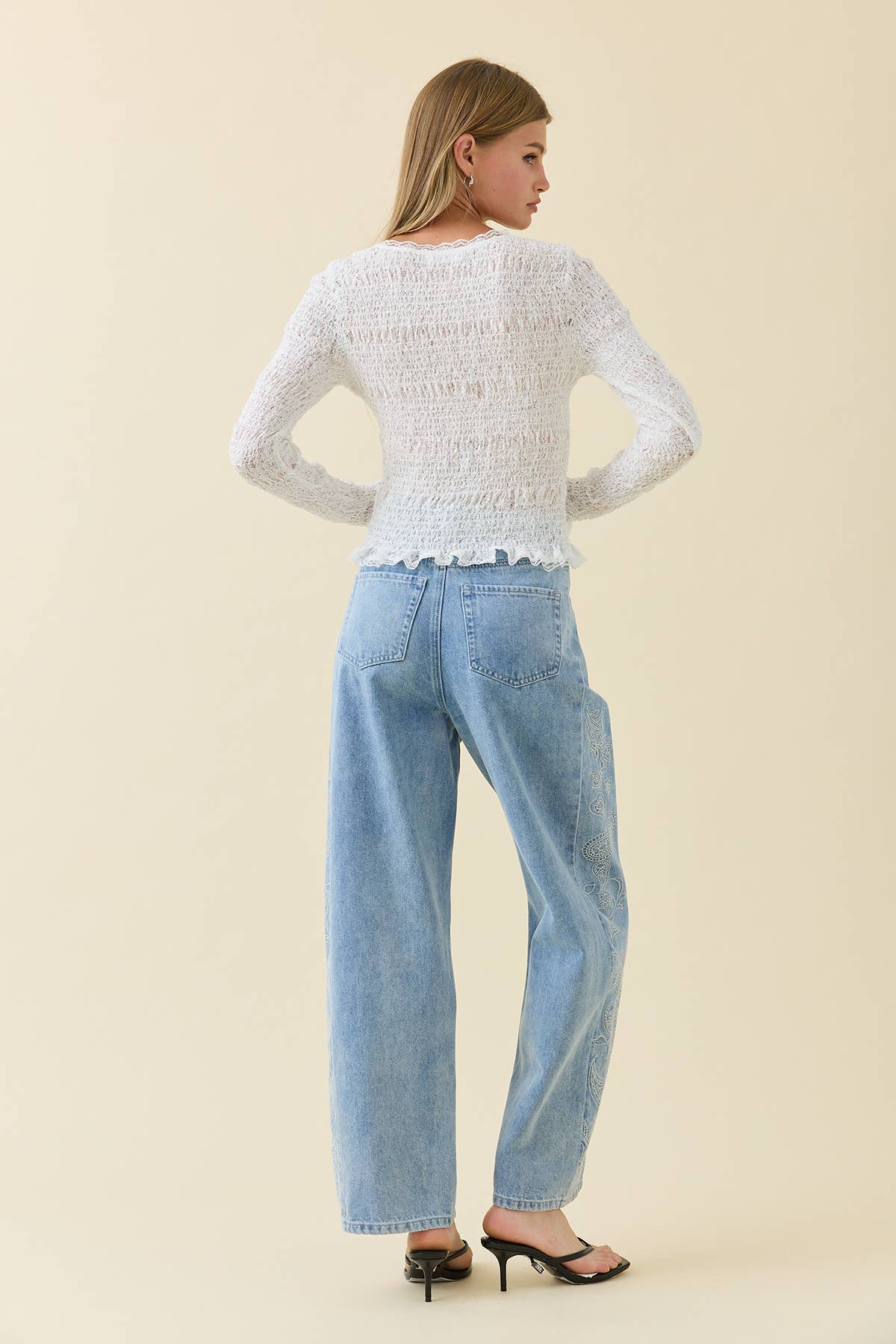 Romantic Smocked Knit Button Top