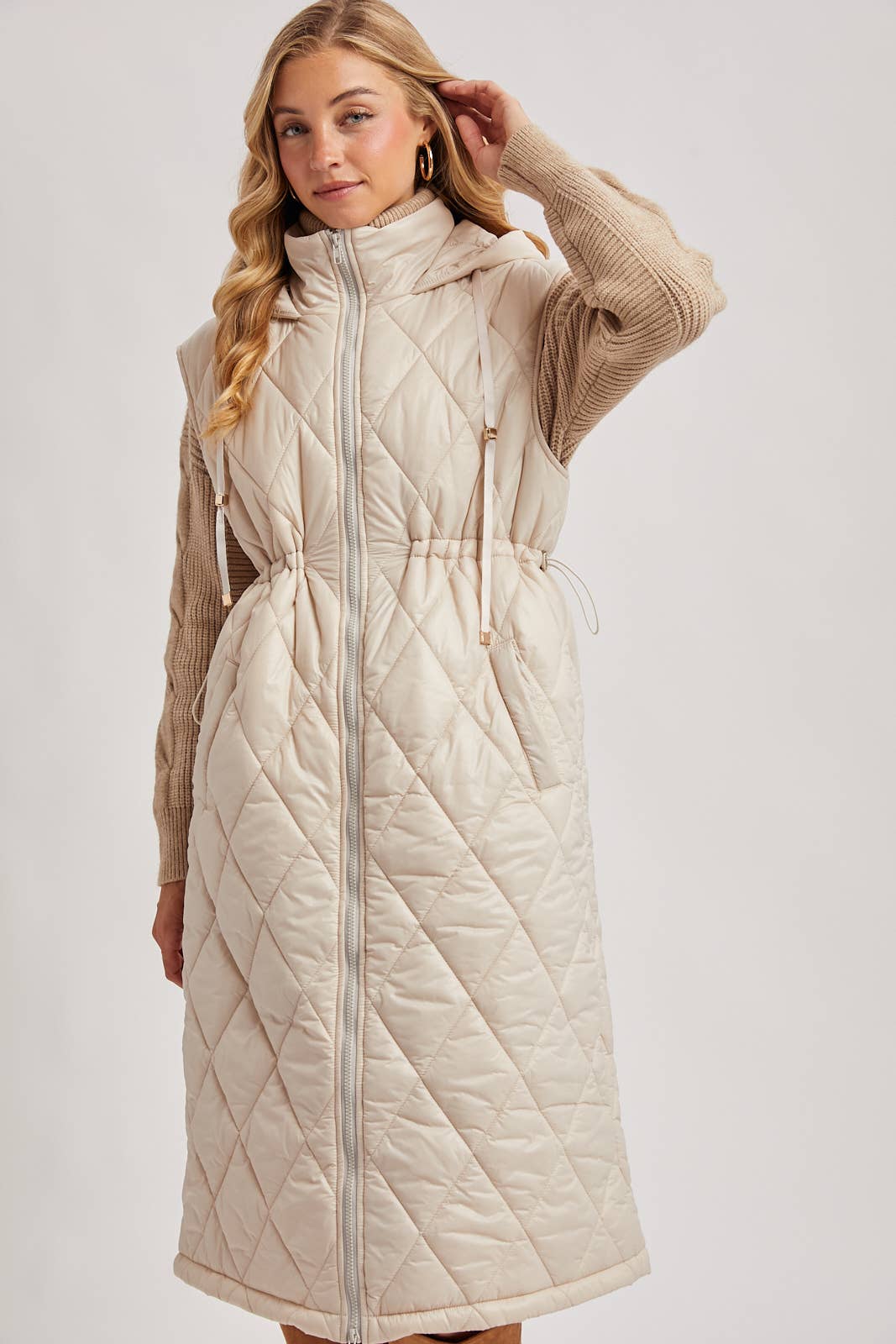Diamond Quilted Long Vest