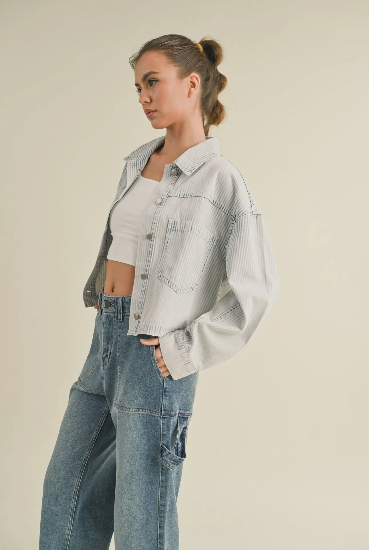 Washed Effect Stripe Jacket