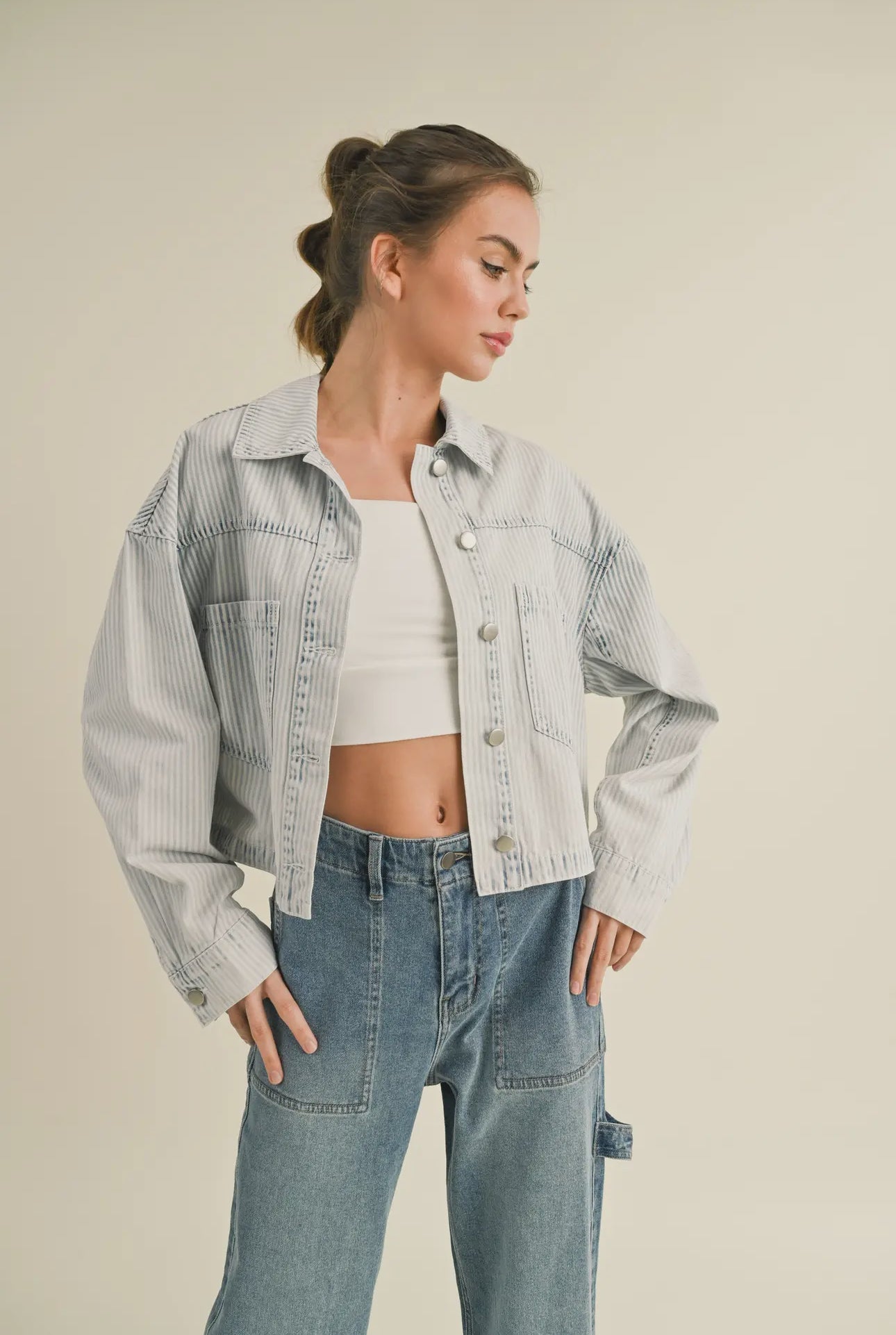 Washed Effect Stripe Jacket