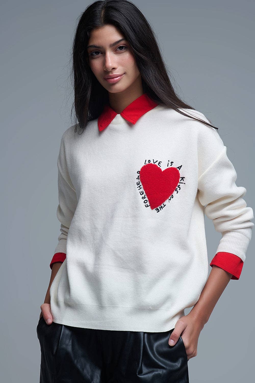 Embroidered Heart Sweater