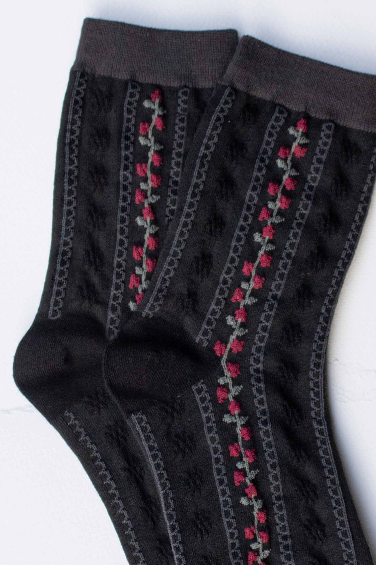 Vintage Stripe Floral Cotton Blend Socks