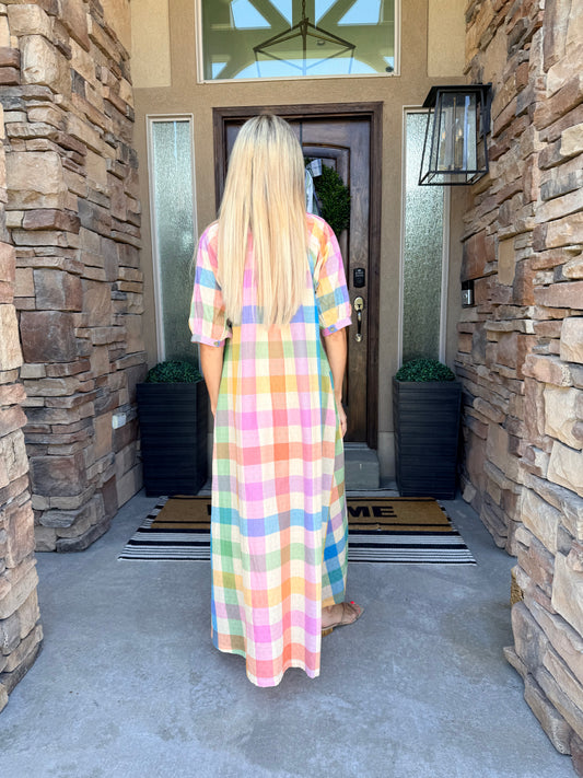 Rainbow Plaid Oasis Dress