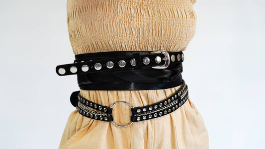 Suede Belt with Wide Studs