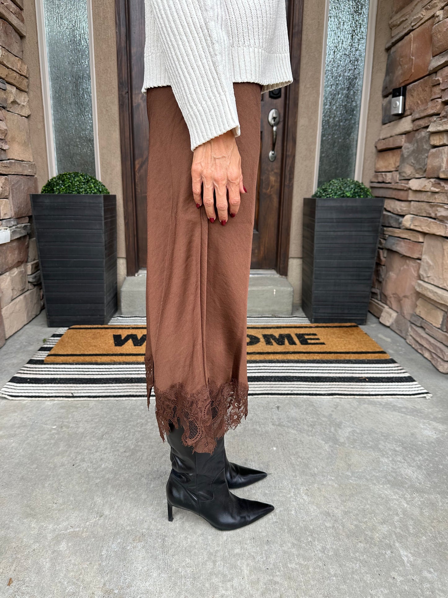 Mocha Lace Midi Skirt