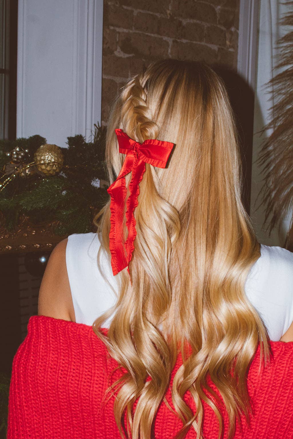 Red Ribbon Bow Clip