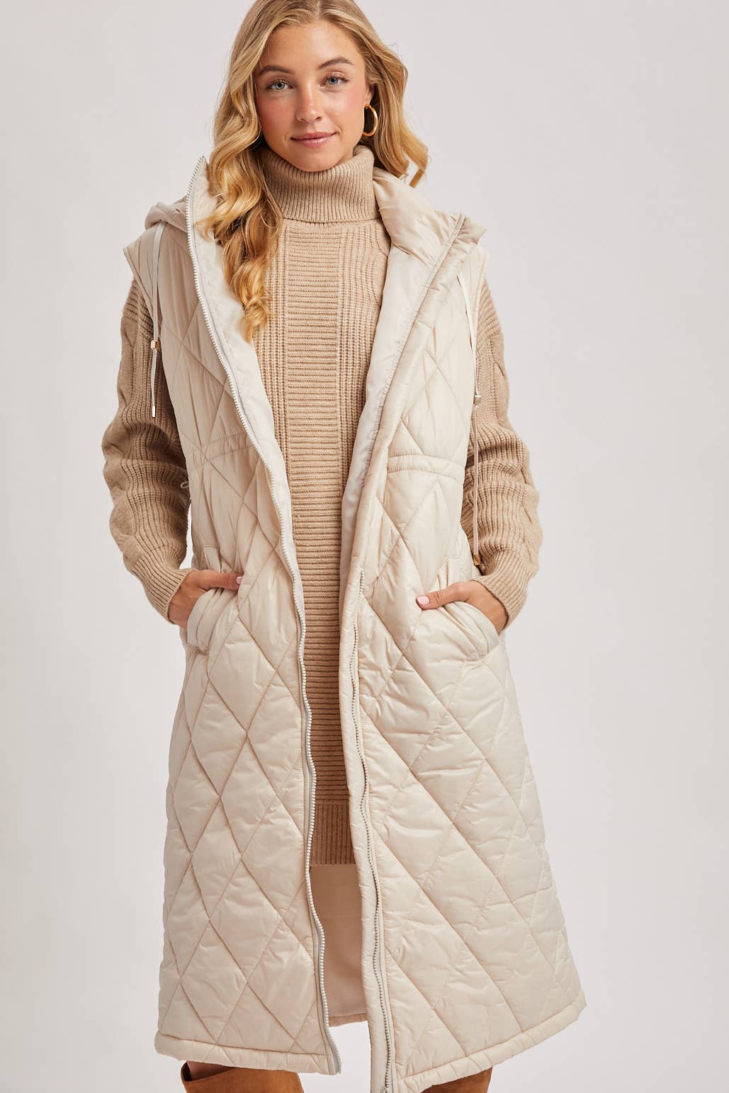 Diamond Quilted Long Vest
