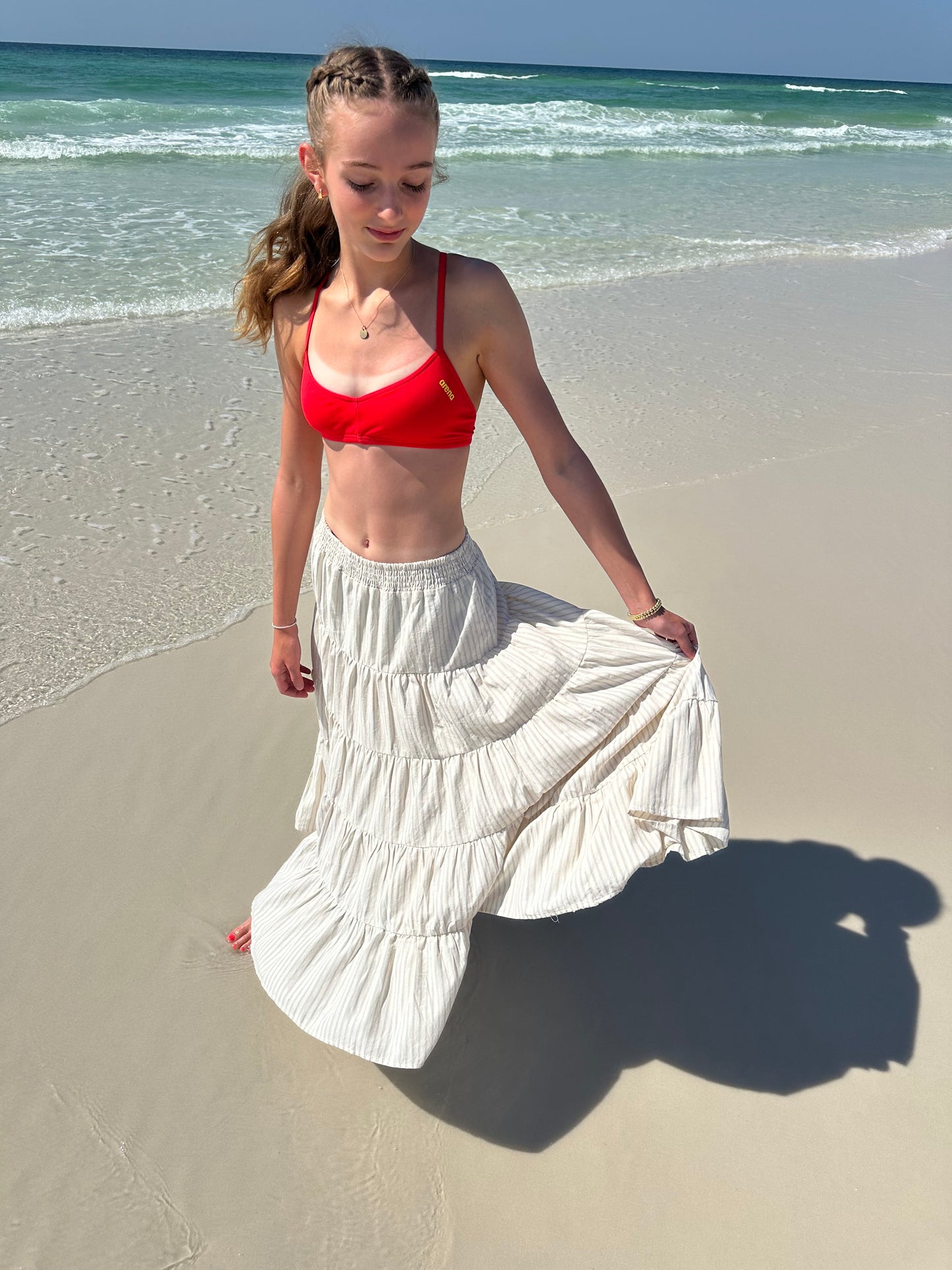 Whitney Striped Midi Skirt