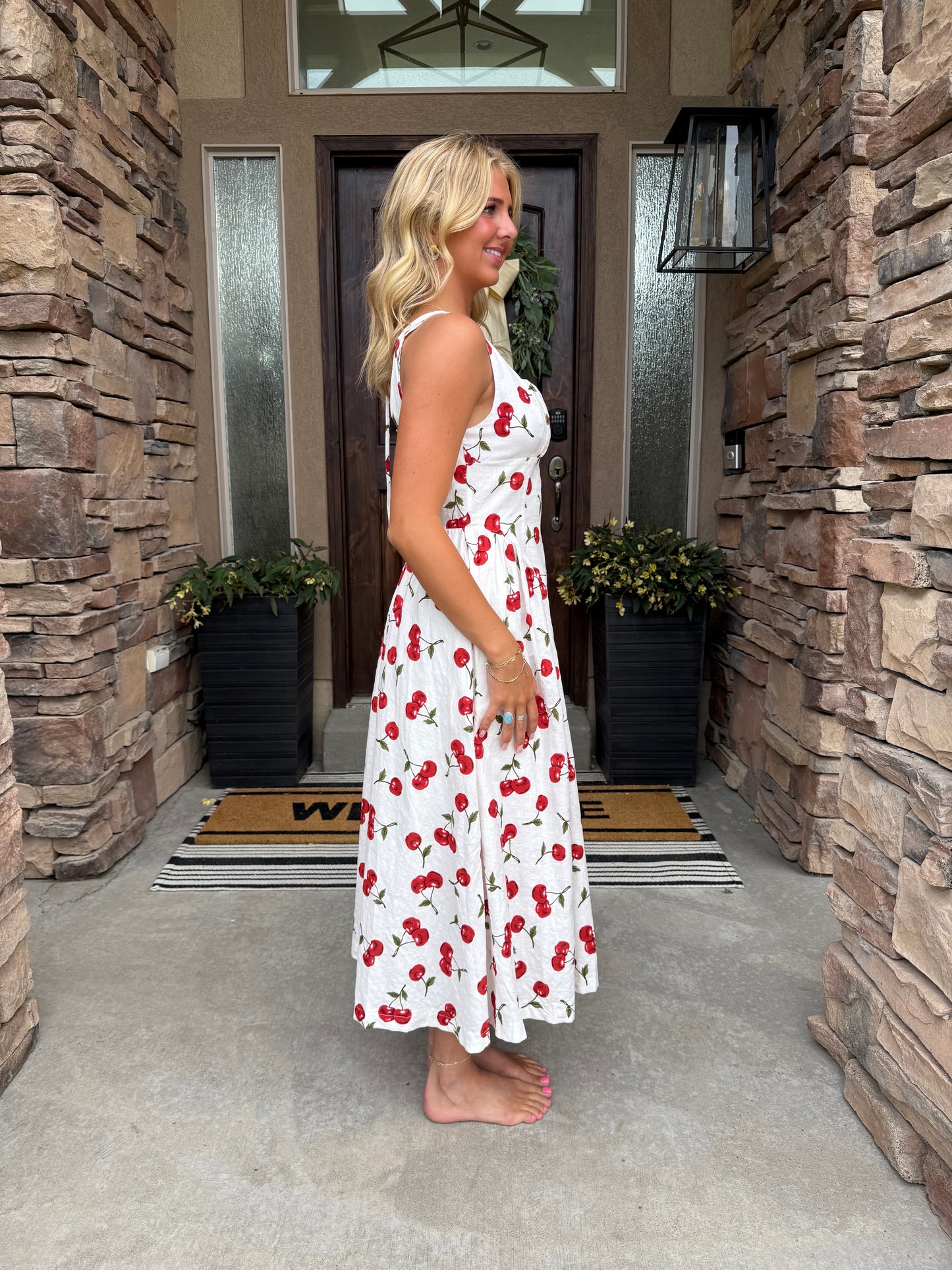 Cherry Picnic Midi Dress