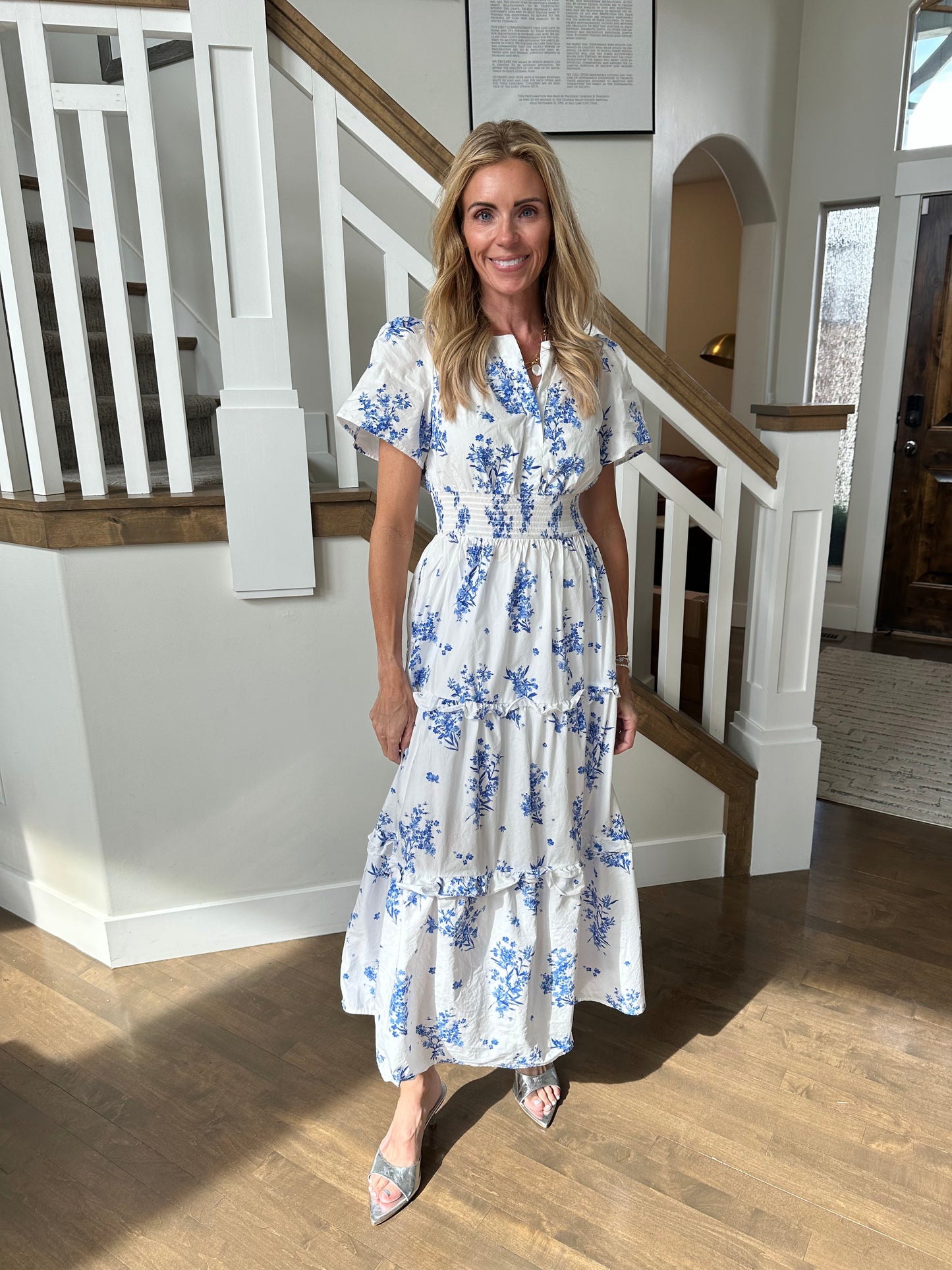 Olivia Floral Poplin Tiered Maxi Dress