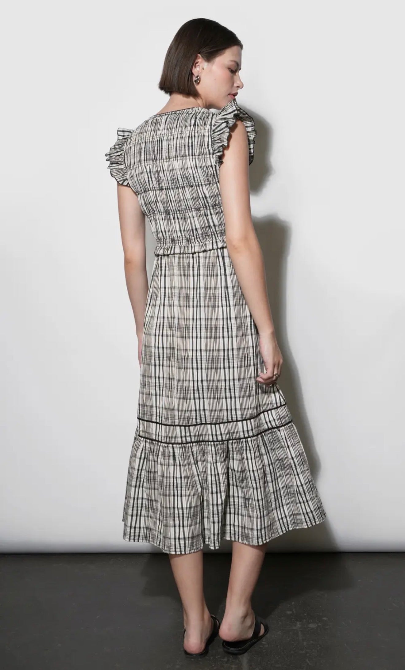 The Evelyn Plaid Midi - alternate product view at Vogue Villa