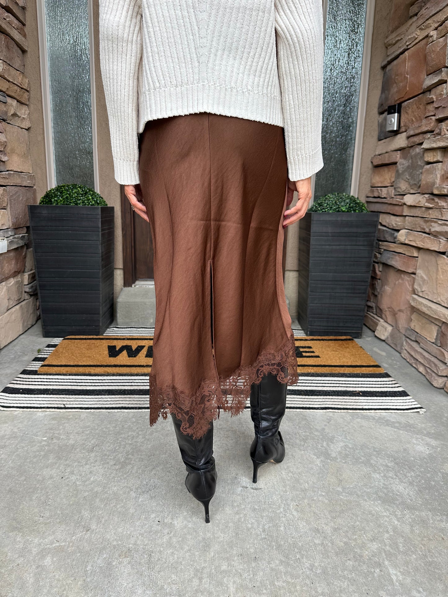 Mocha Lace Midi Skirt