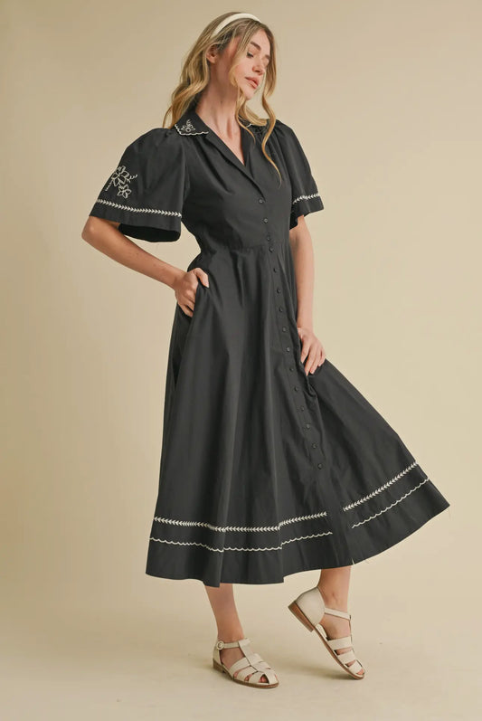 Clara Embroidered Detail Dress - alternate product view at Vogue Villa