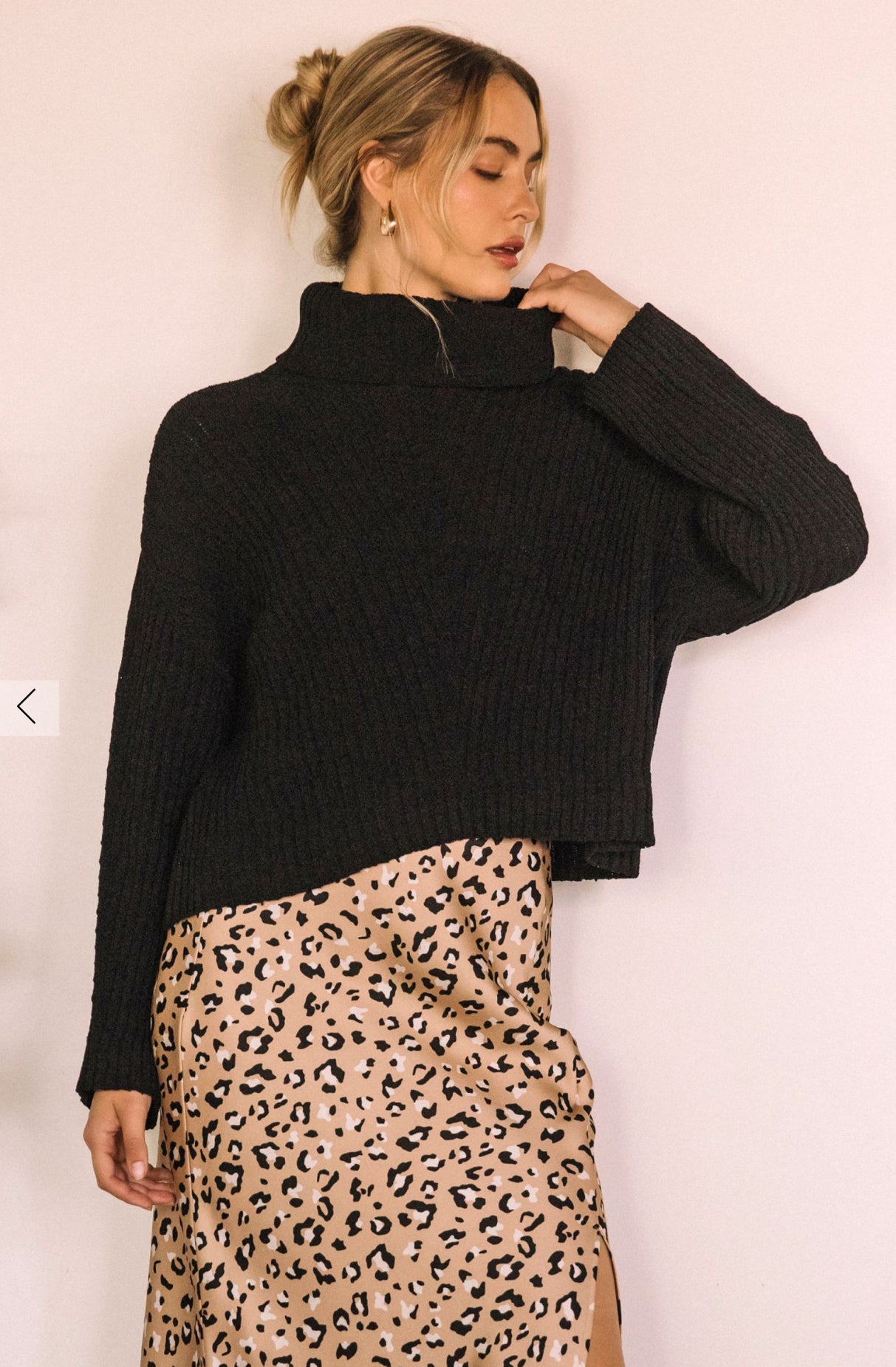 Ribbed Turtle Neck Cropped Sweater
