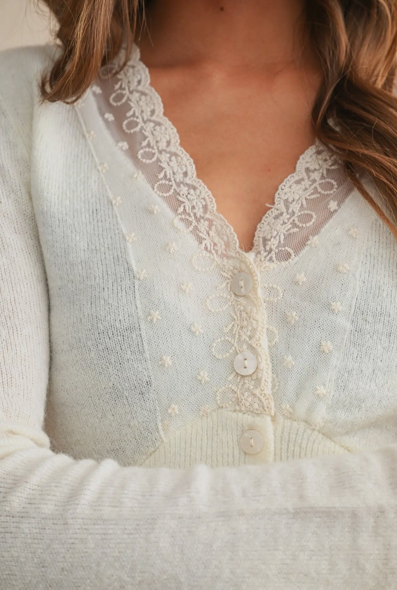 The Alexa Lace Trim Cardigan