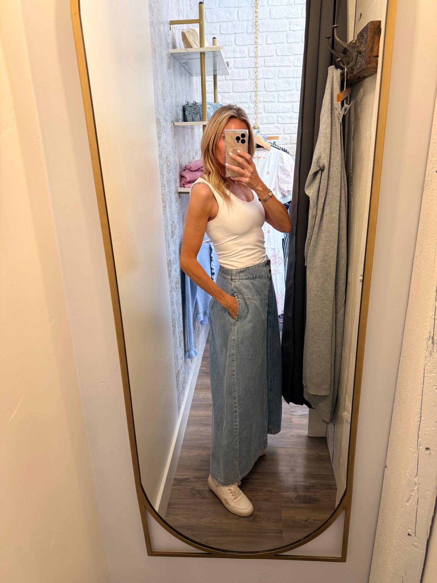 The Sloane Button-Fly Wide Leg Jeans