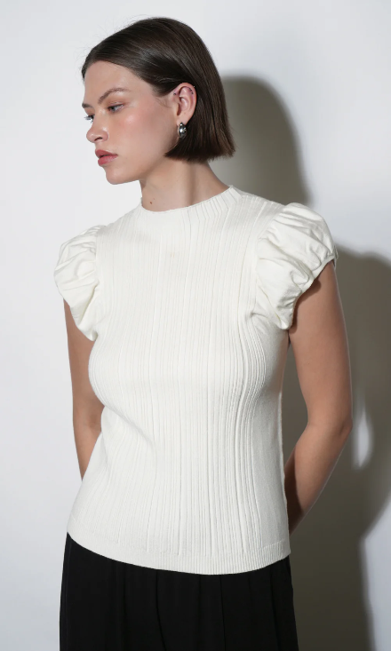 The Audrey Ribbed Puff Sleeve Sweater