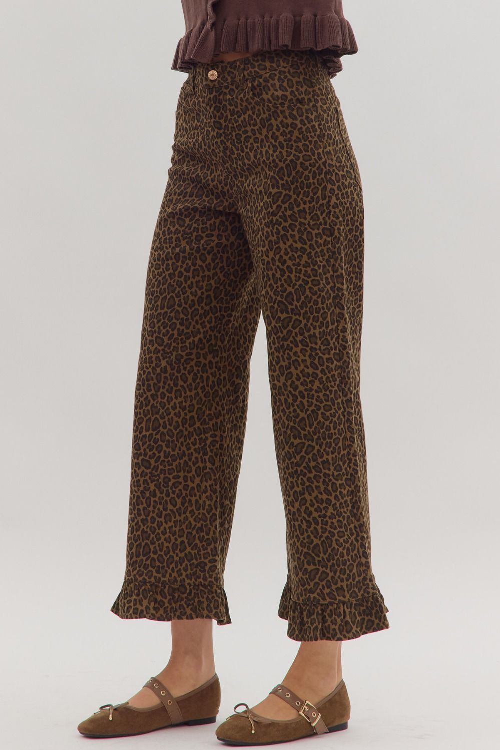 Leopard Ruffle Hem Jeans