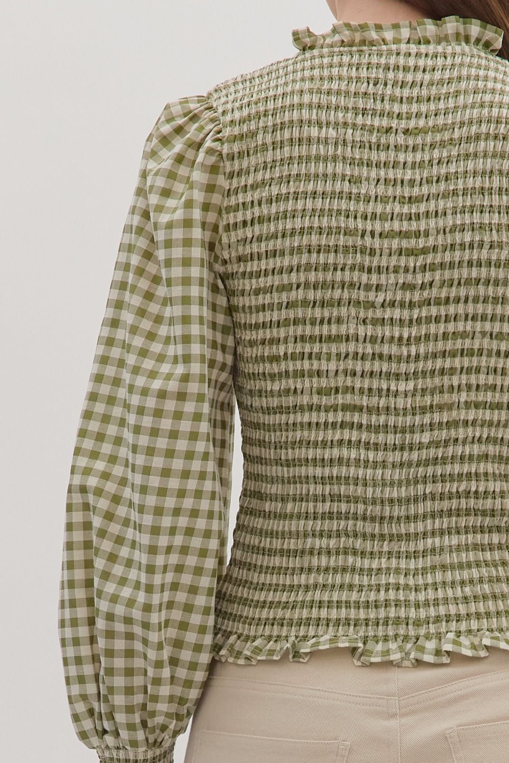 Gingham Smocked Blouse