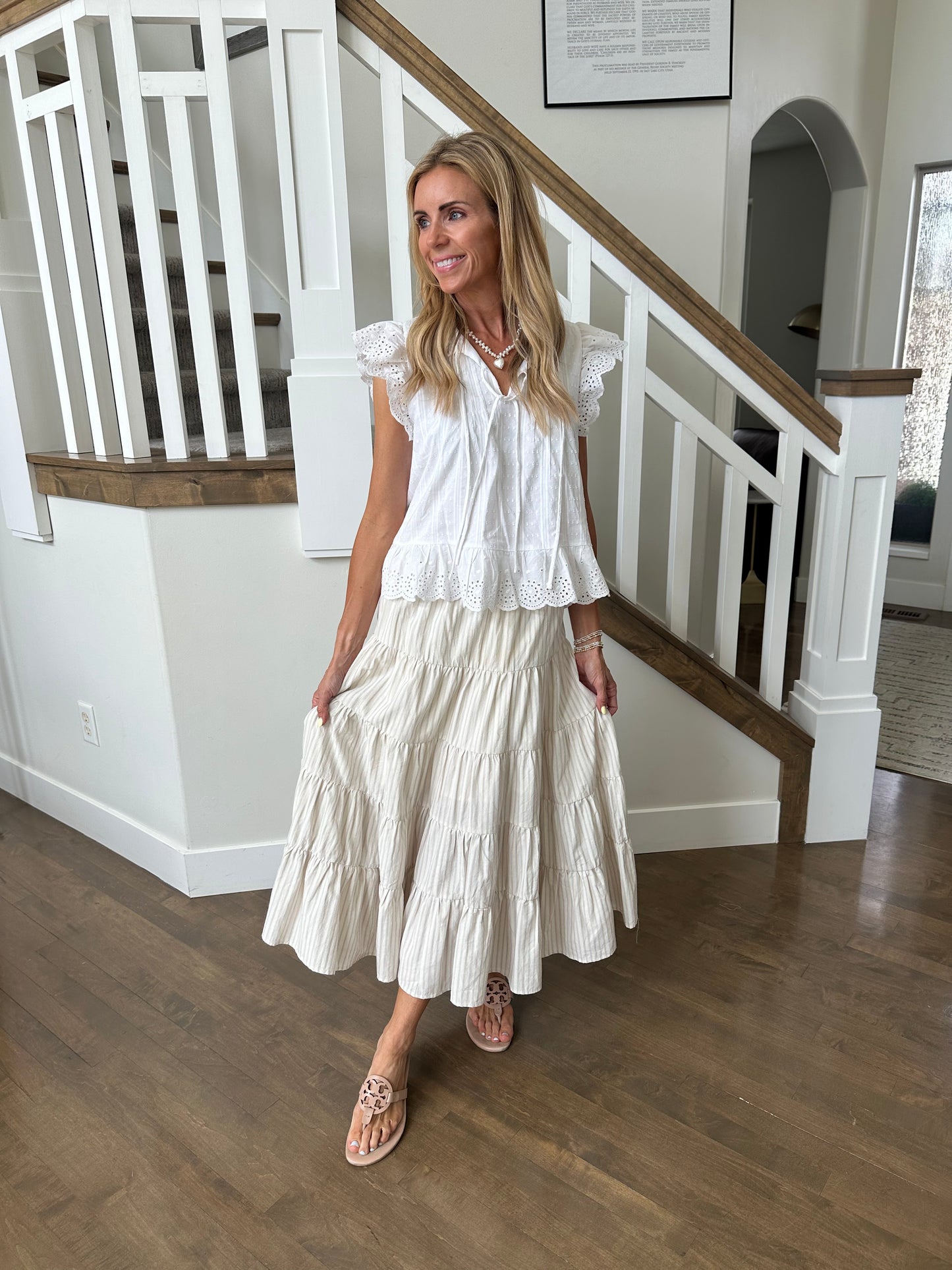 Whitney Striped Midi Skirt