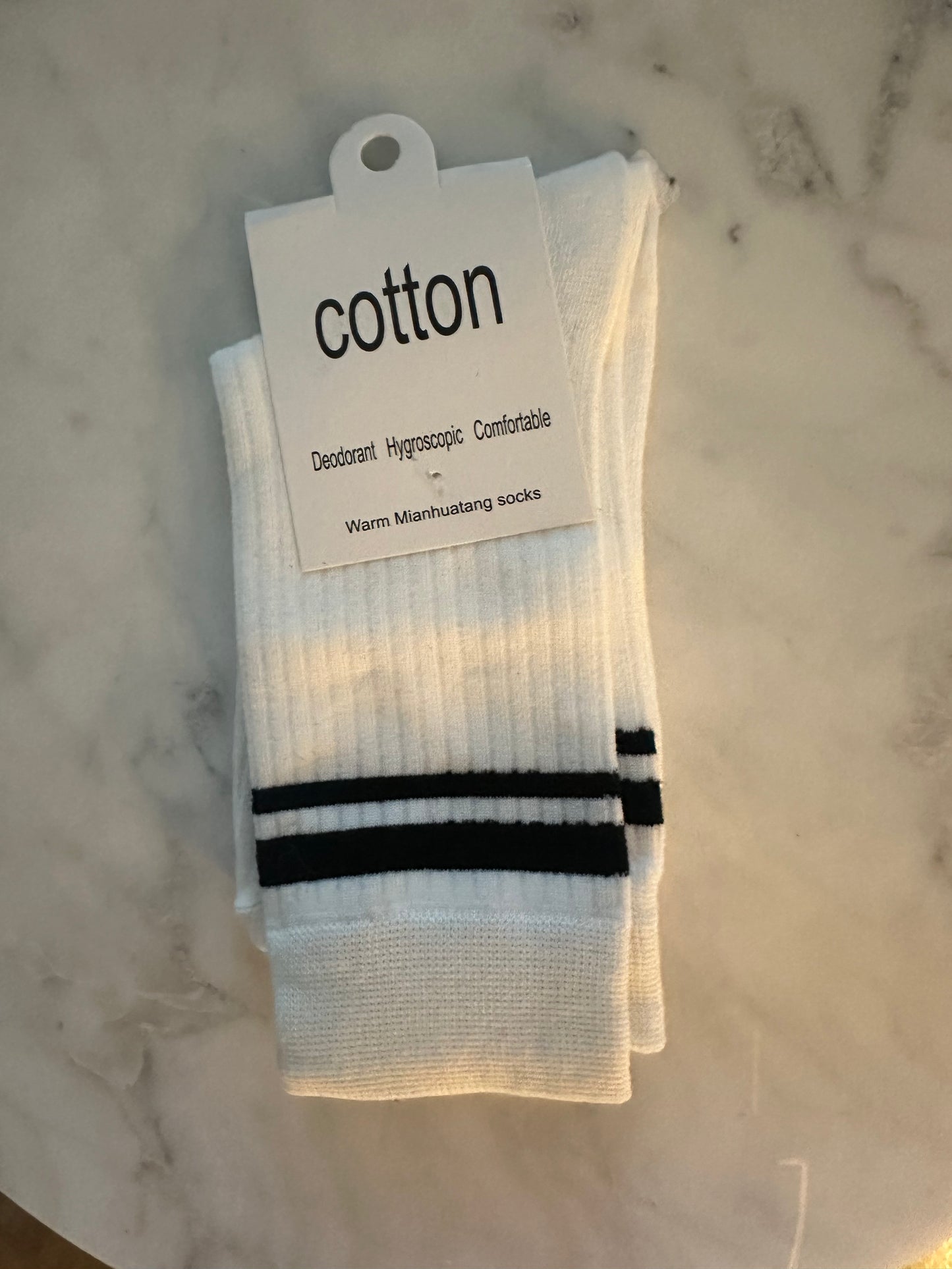 Striped Ribbed Crew Socks