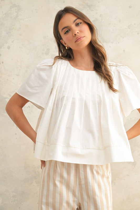 Lucia Pleated Top - alternate product view at Vogue Villa