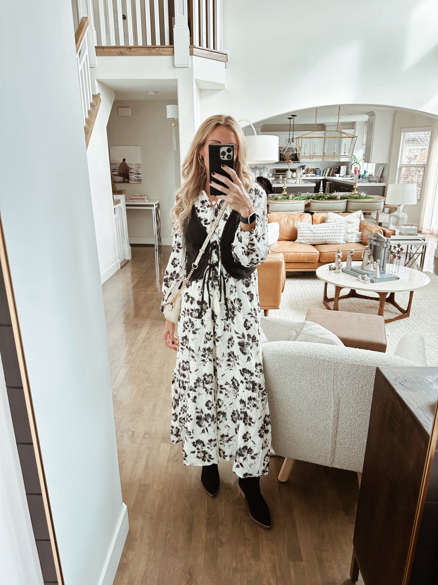 Boho Floral Print Tiered Dress