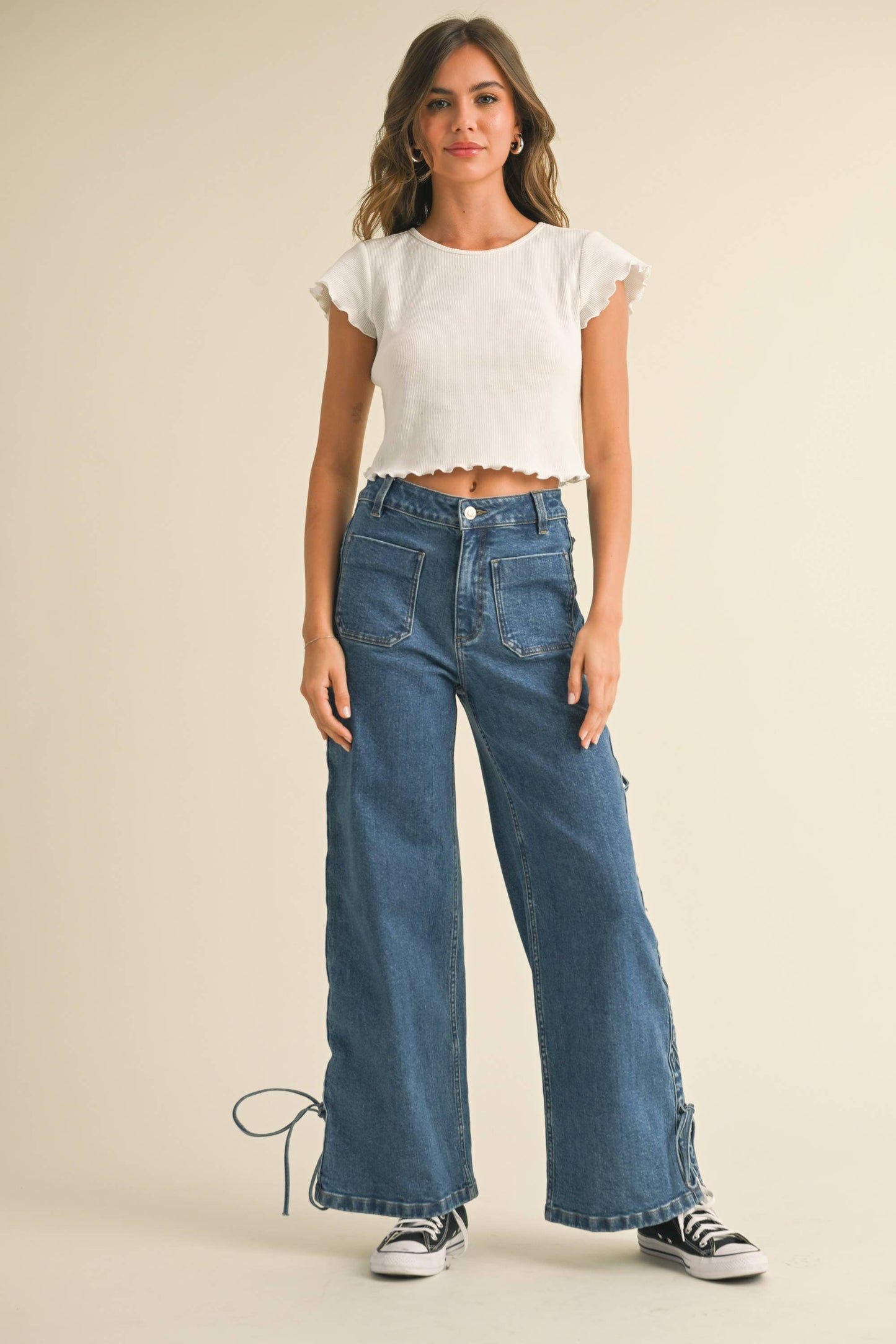 Laced Up Denim Pants