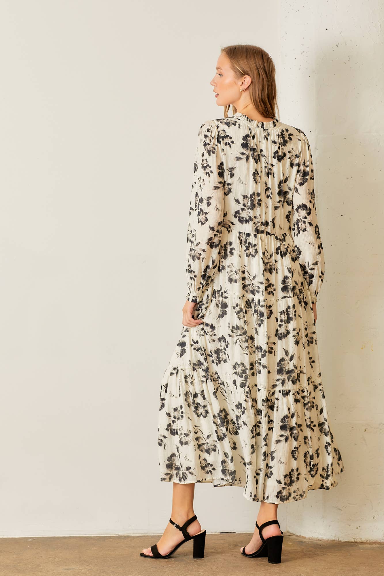Boho Floral Print Tiered Dress