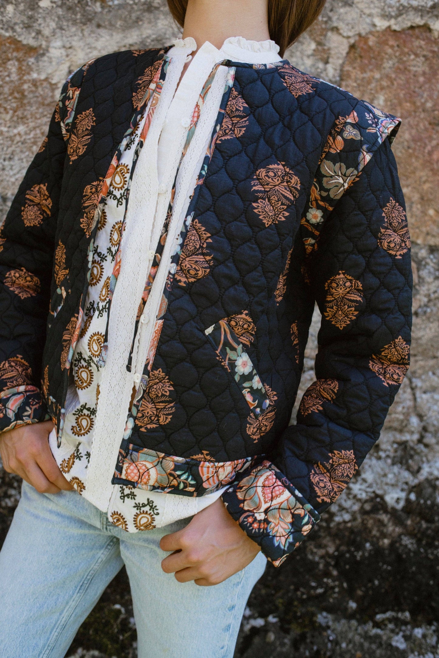 Quilted Block Print Jacket