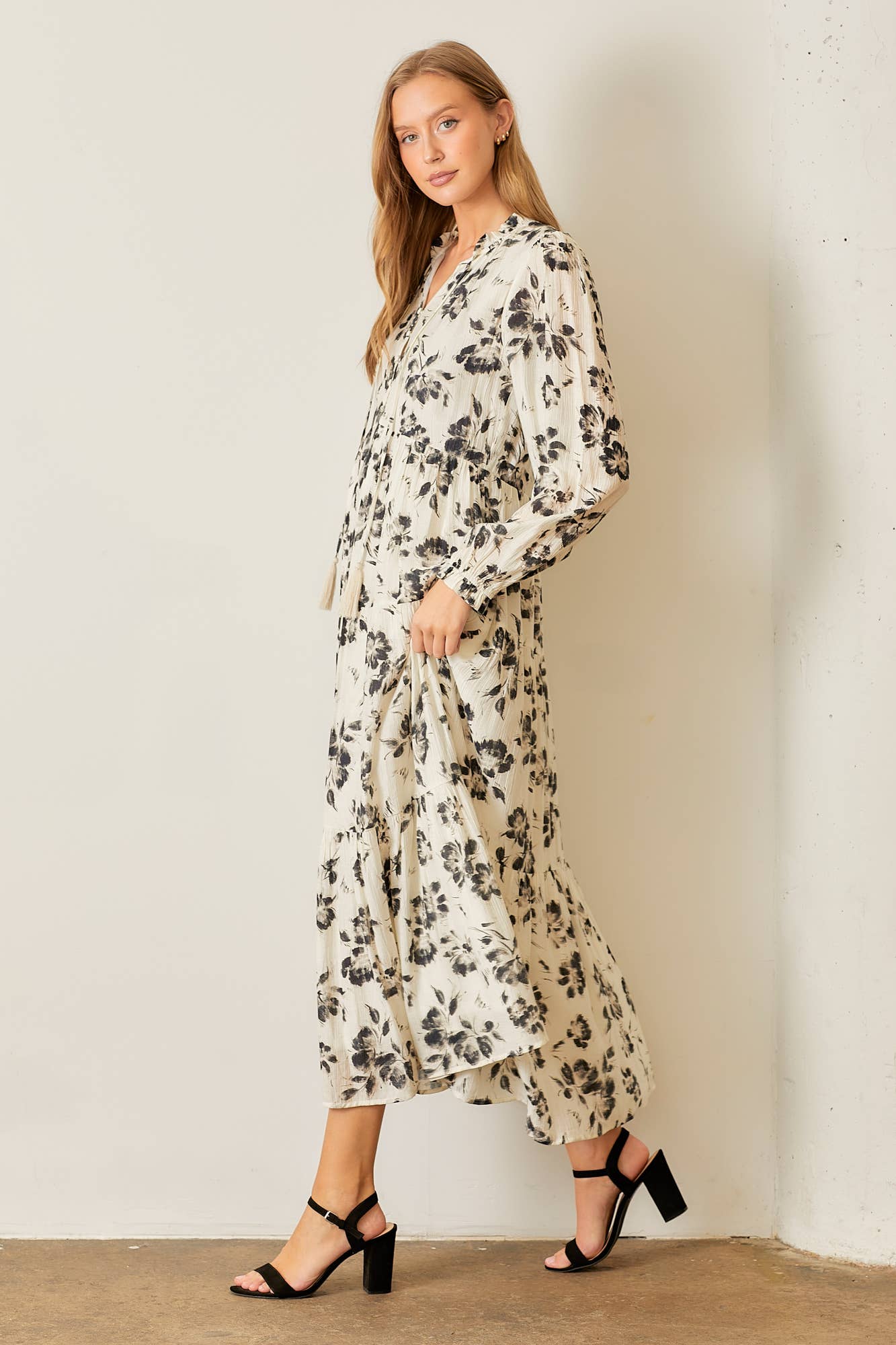 Boho Floral Print Tiered Dress