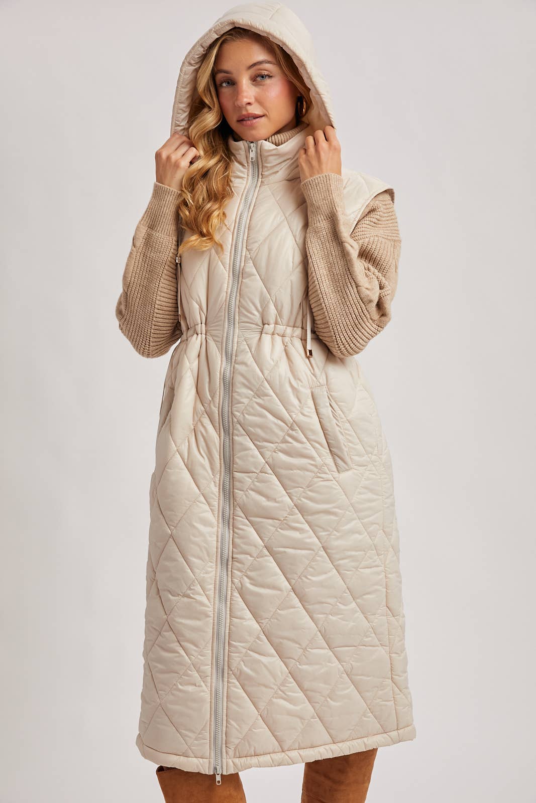 Diamond Quilted Long Vest