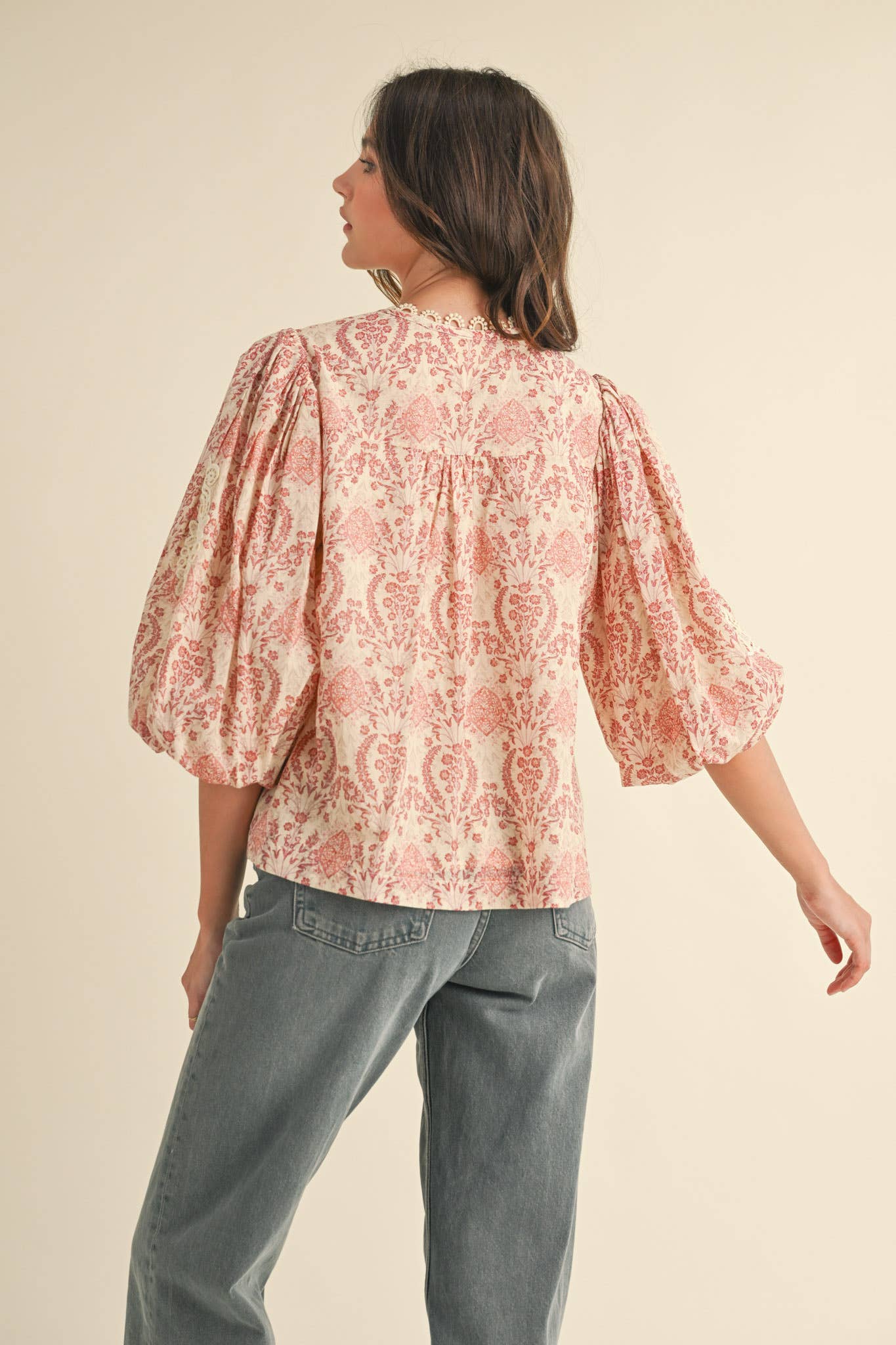 Rosalie Lace-Sleeve Blouse