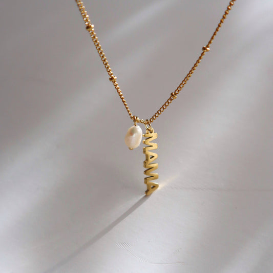 MAMA Pearl Charm Necklace - alternate product view at Vogue Villa