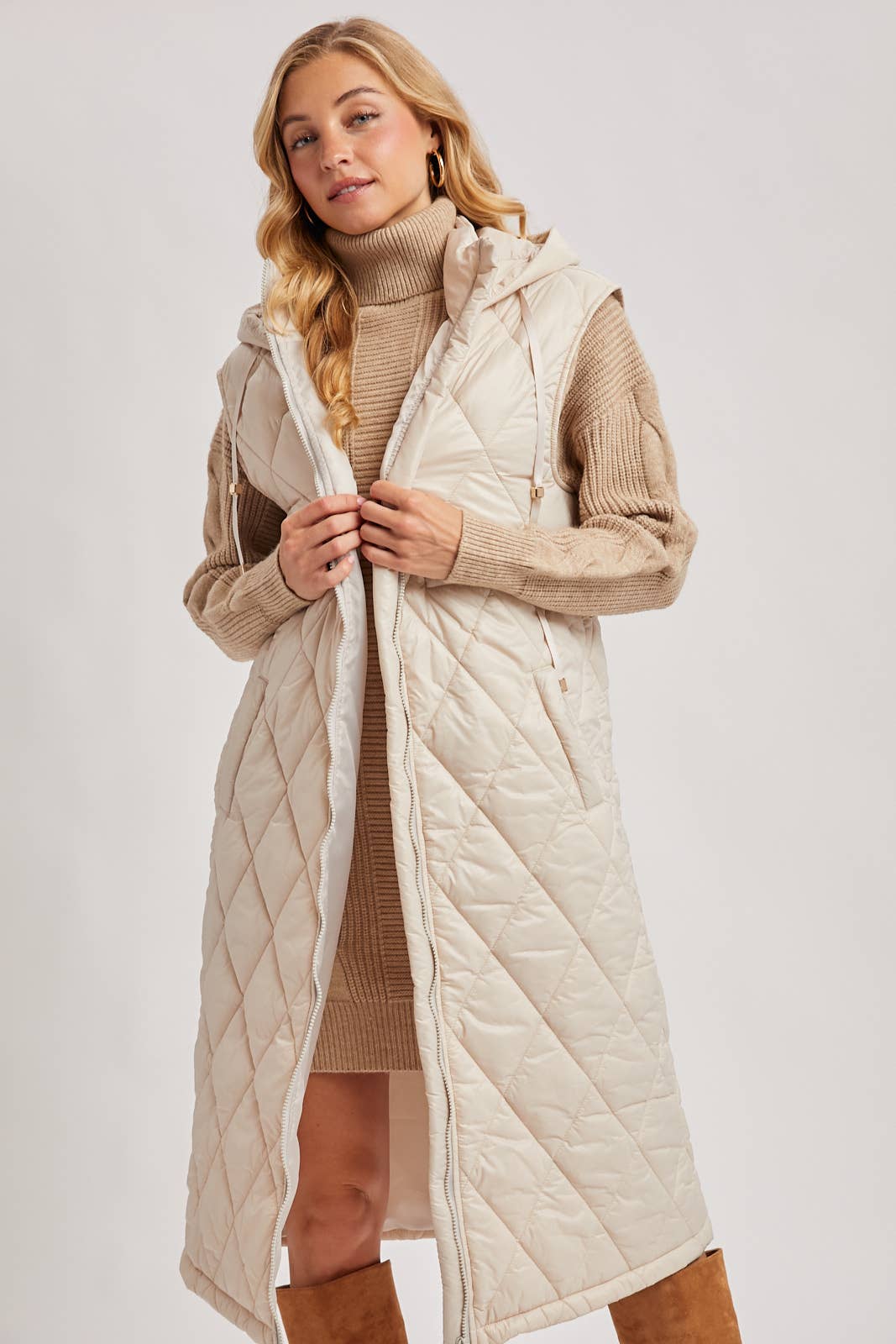 Diamond Quilted Long Vest