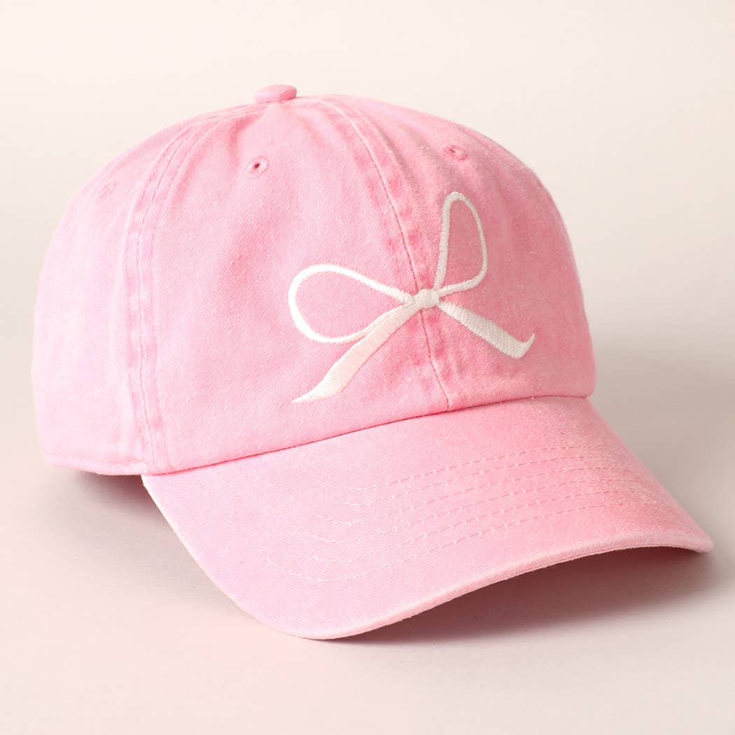 Bow Embroidered Cotton Baseball Cap
